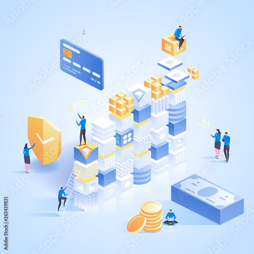 Internet banking. Online payment security transaction. Vector isometric illustration
