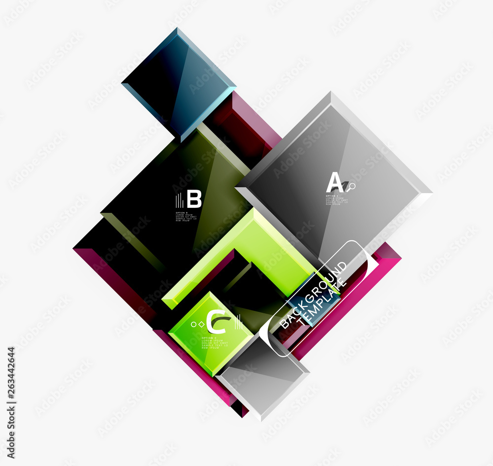 Geometrical design squares abstract banner, glossy shiny effects Geometrical design squares abstract banner, glossy shiny effects