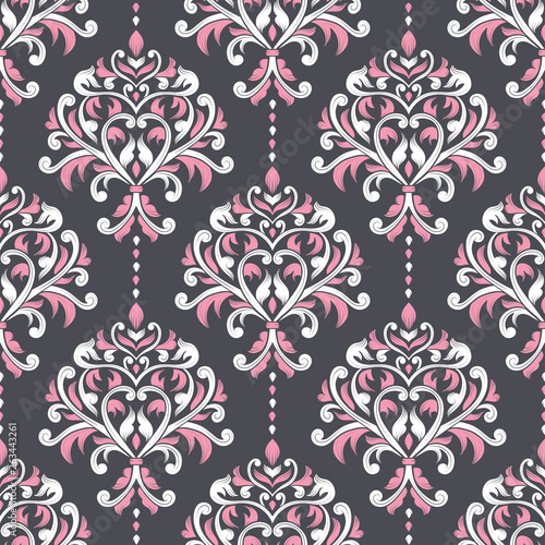 Damask seamless pattern. Vintage vector, luxury elements. Great for fabric, invitation, flyer, menu, brochure, background, wallpaper, decoration, packaging or any desired idea.