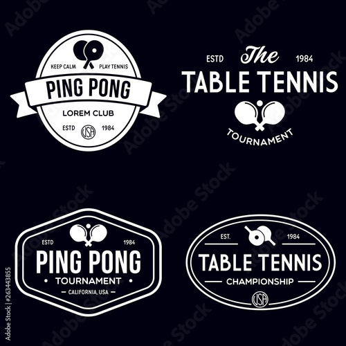 Printvector set of ping pong logos, emblems and design elements. table tennis logotype templates and badges.