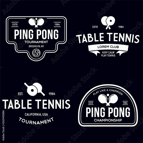 Printvector set of ping pong logos, emblems and design elements. table tennis logotype templates and badges.