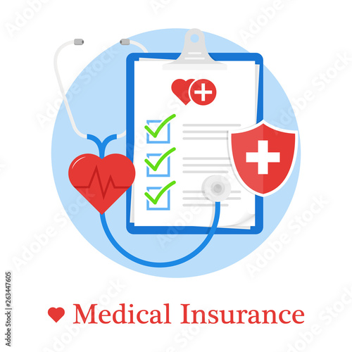 Health insurance flat concept illustration Vector Icon