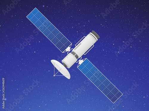 Fototapeta Naklejka Na Ścianę i Meble -  Satellite In Space Vector Icon Illustration