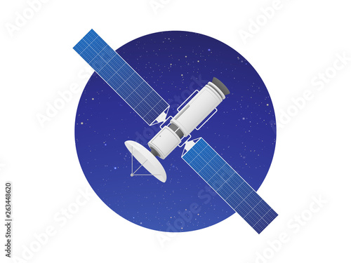 Satellite In Space Vector Icon Illustration