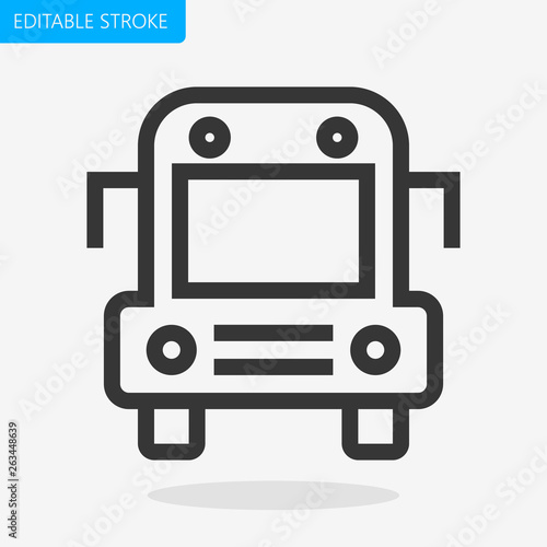 School Bus Icon Editable Stroke Pixel Perfect Vector