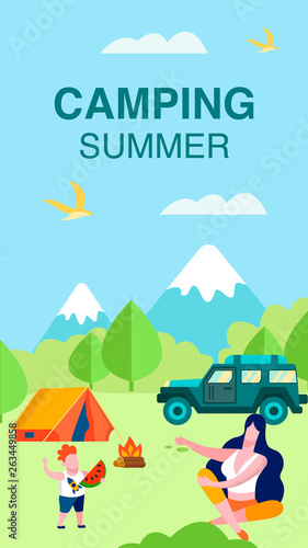 Summer Camping Vertical Card for Mobile Interface