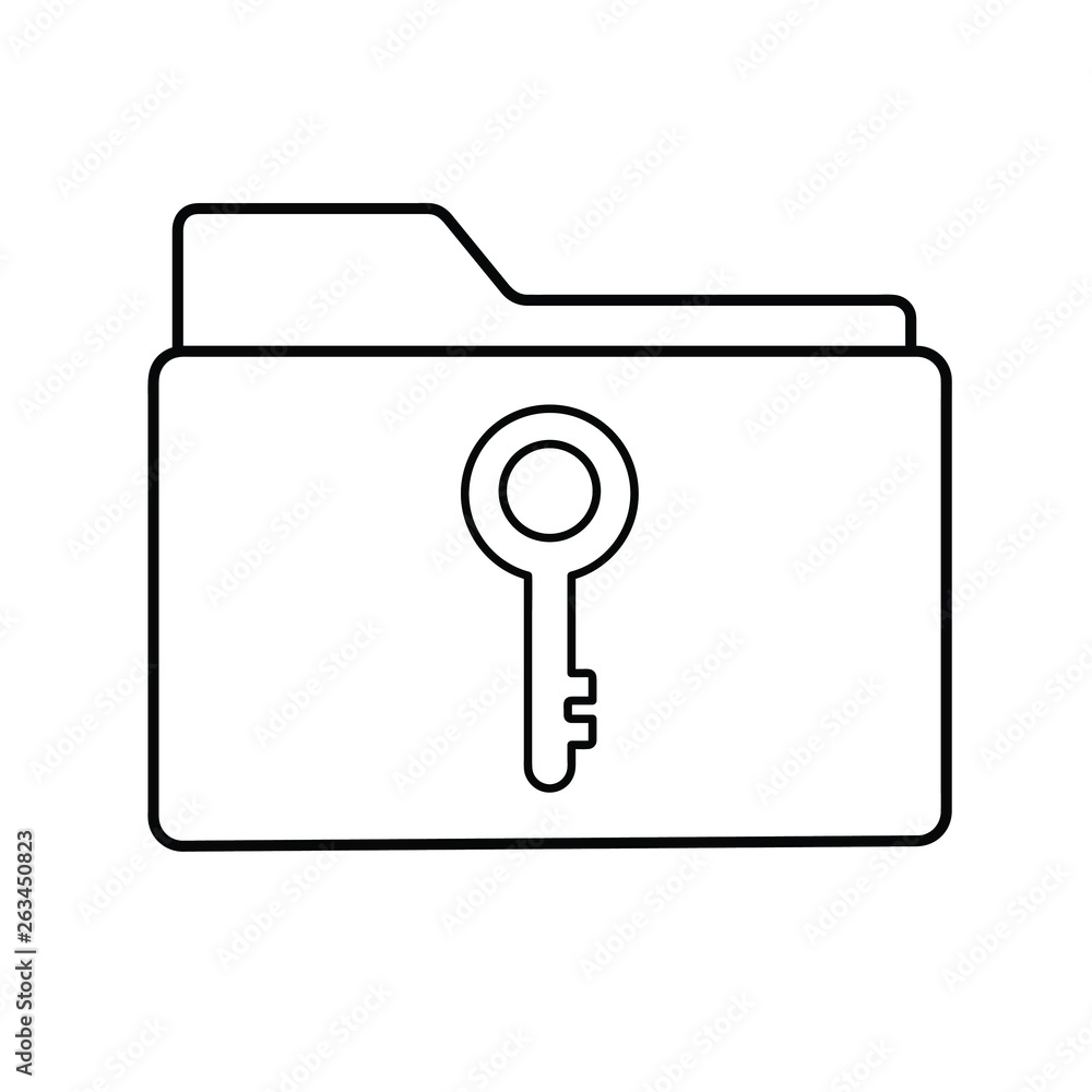 File folder line icon. Key access, lock, locked, security File folder line icon. Key access, lock, locked, security