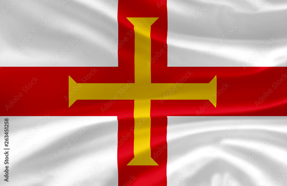 Fototapeta premium Guernsey waving flag illustration.