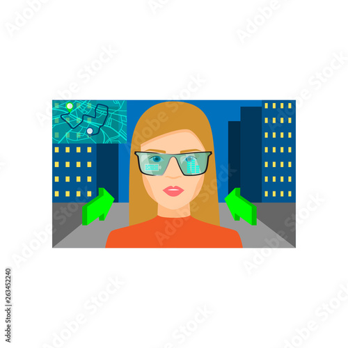 Augmented reality glasses shows city night best route