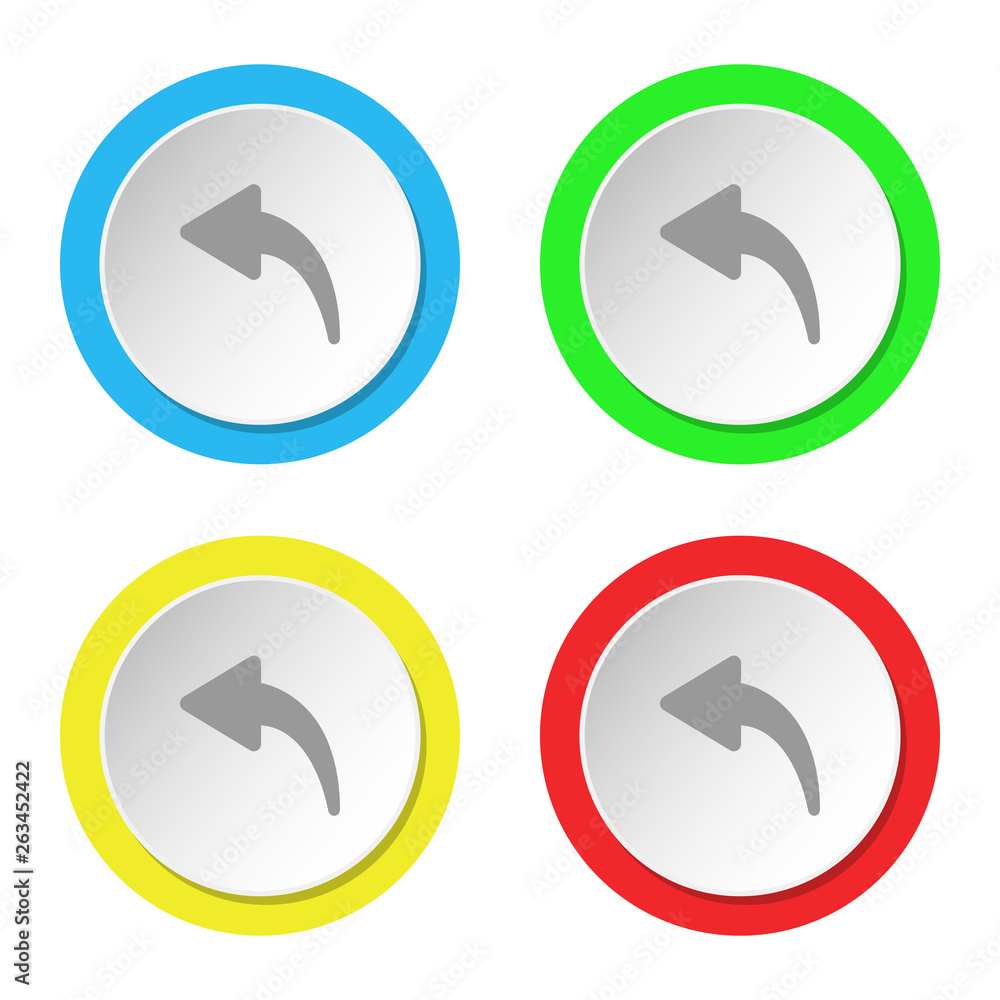 Back icon. Set of round colored flat icons. Back icon. Set of round colored flat icons.
