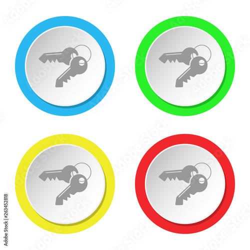 Key icon. Set of round colored flat icons.