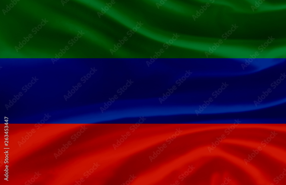 Fototapeta premium Dagestan waving flag illustration.