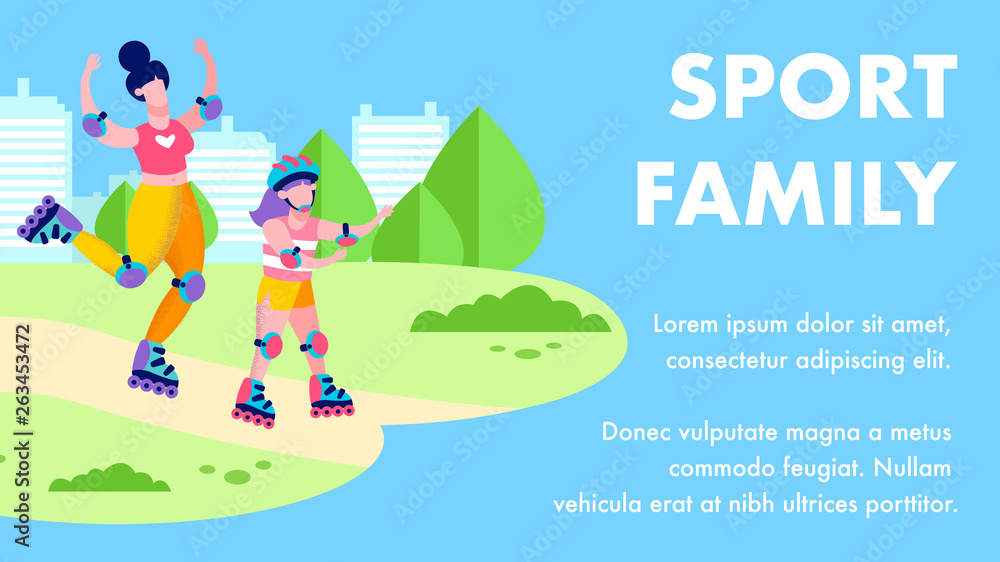Obraz premium Sport Family Motivational Banner in Flat Style