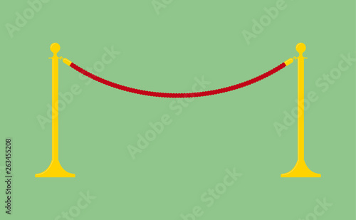 Vector golden velvet rope barrier. 