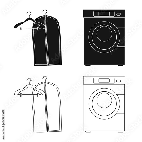 Isolated object of laundry and clean symbol. Set of laundry and clothes stock vector illustration.