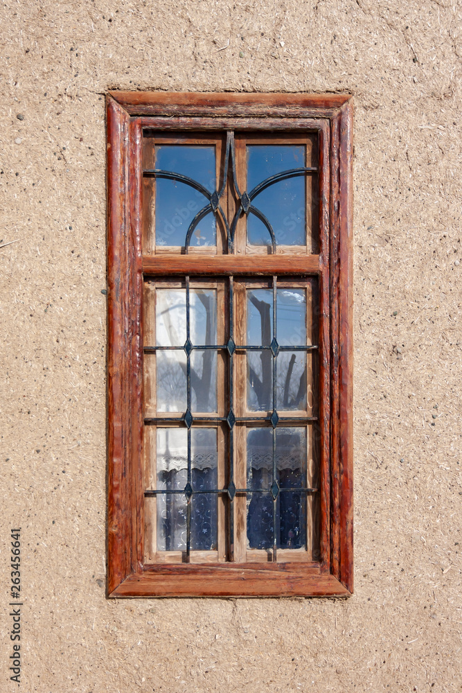 Window detail of an old mud house in the old village of Van, Turkey