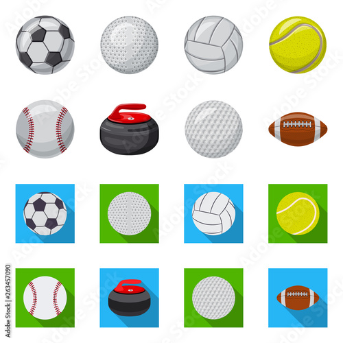 Vector illustration of sport and ball sign. Set of sport and athletic vector icon for stock.
