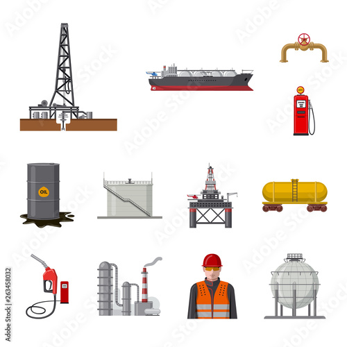 Isolated object of oil and gas symbol. Set of oil and petrol stock symbol for web.