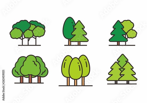 Set of forest icon with outline style. Forest icon vector illustration 