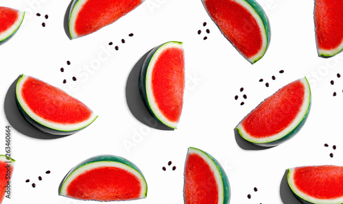 Fototapeta Naklejka Na Ścianę i Meble -  Sliced watermelons arranged on a white background
