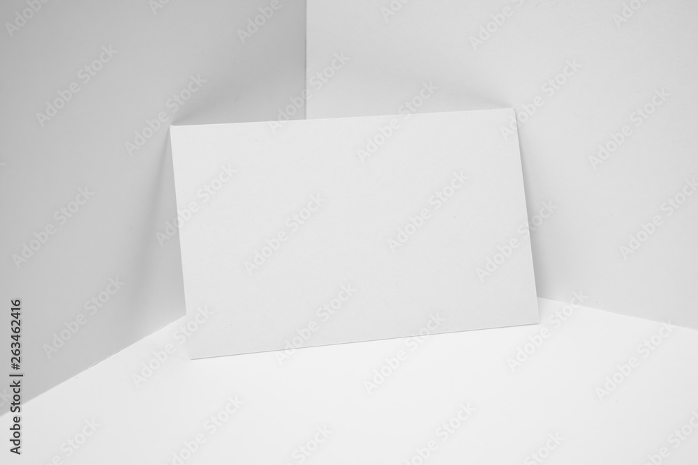 perspective view of business card on white space perspective view of business card on white space