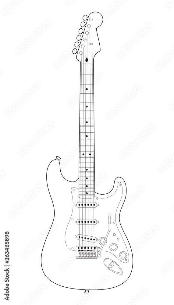 Fototapeta premium Gitara elektryczna wektor ilustracja na białym tle