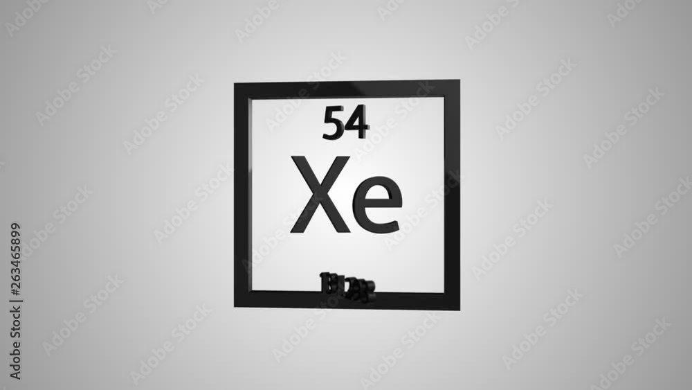 Xenon modern icon 3D animation - periodic table element helium on gray and green background Xenon modern icon 3D animation - periodic table element helium on gray and green background