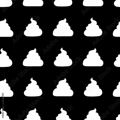 Vector Seamless Pattern of Flat White Shit Icons on Black Background