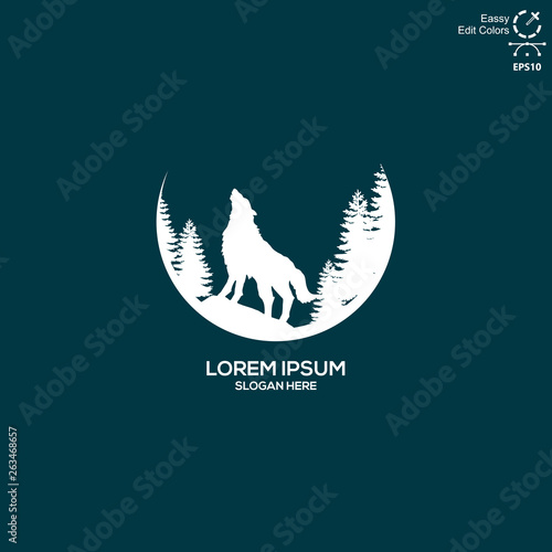 the wolf logo in the jungle , vector