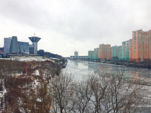Krasnogorsk, Moscow region / Russia - December 13, 2017: panorama of the city of Krasnogorsk, Moscow region