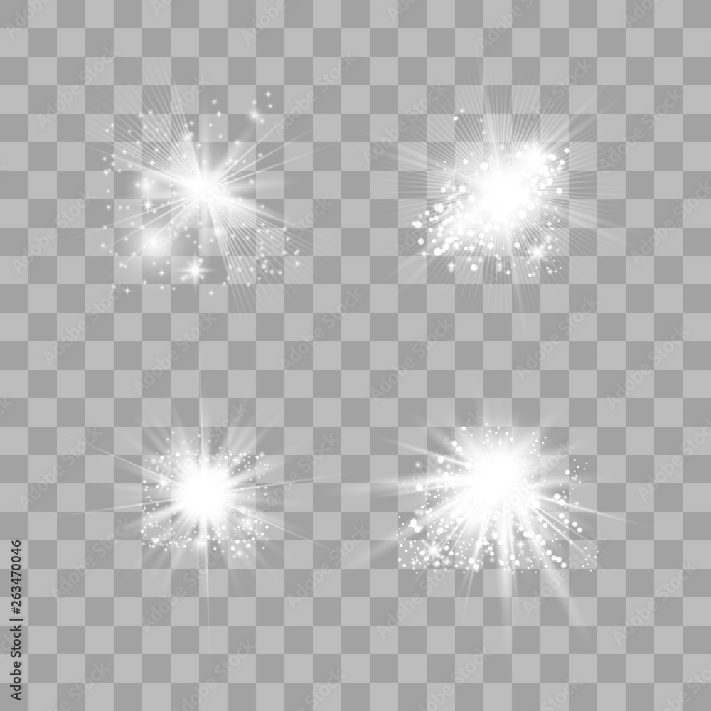 Set of white glowing lights Set of white glowing lights