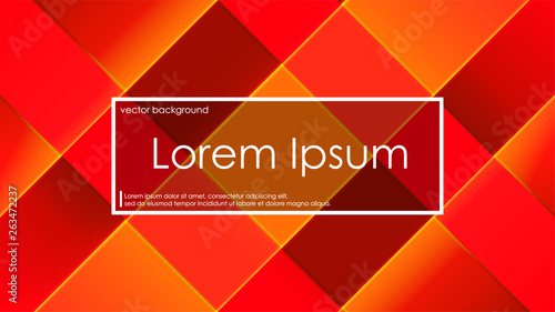 Orange and red squares with bright orange lines on vinous background for banners, cards, posters, web and other