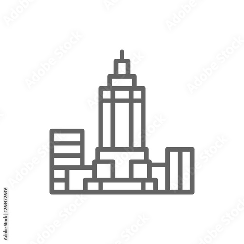 Empire State Building, USA, landmark line icon.