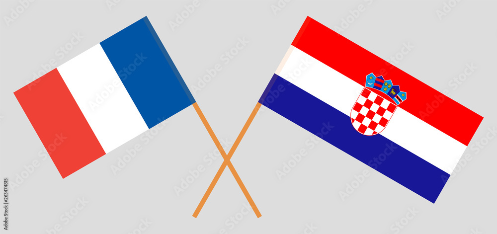 Croatia and France. The Croatian and  French flags. Official colors. Correct proportion. Vector illustration