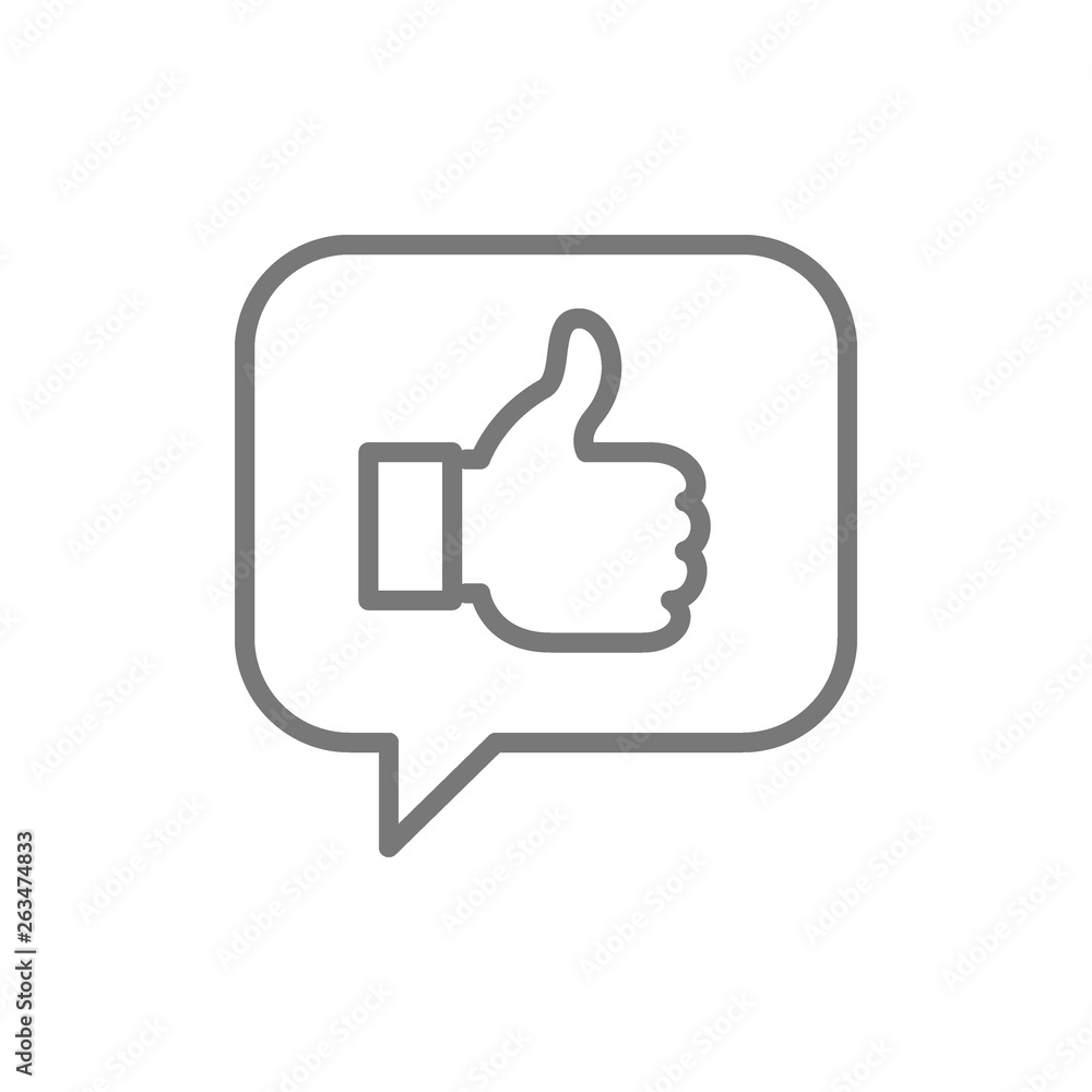 Positive feedback, like, thumb up in chat line icon. Positive feedback, like, thumb up in chat line icon.