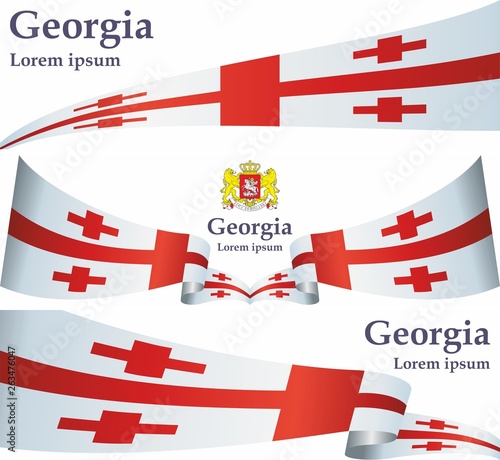 Flag of Georgia, Five Cross Flag. Template for award design, an official document with the flag of Georgia and other uses. Bright, colorful vector illustration.