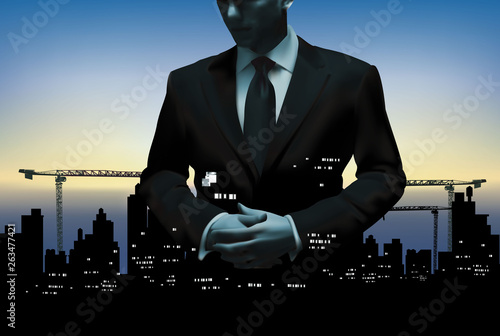 Illustration of Business man with Construction business
