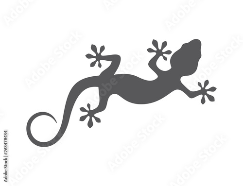 Vector sticker icon crawling lizard. Isolated on white background.