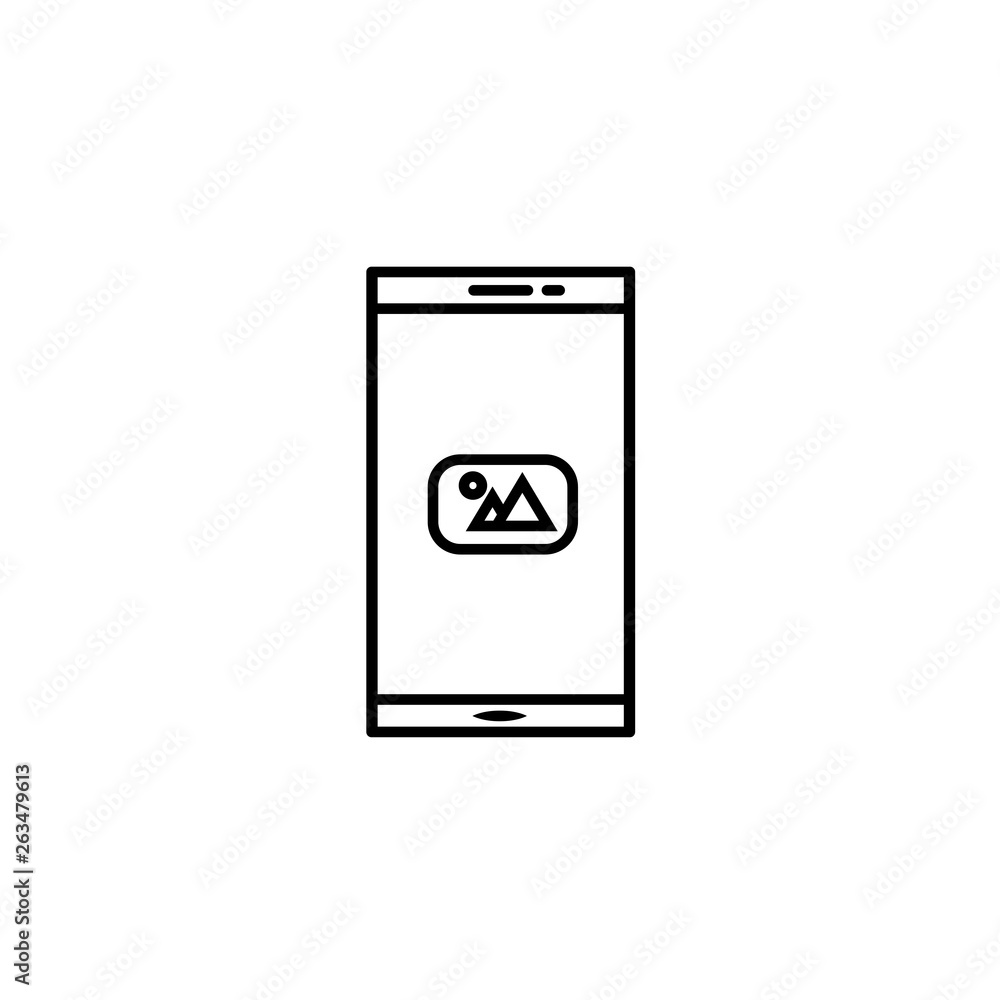 Photo gallery in smartphone icon symbol in flat style Photo gallery in smartphone icon symbol in flat style