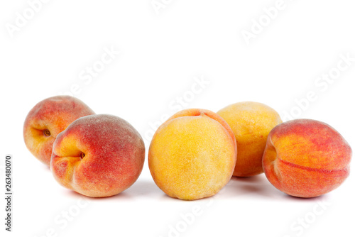 Peach fruits isolated on white background