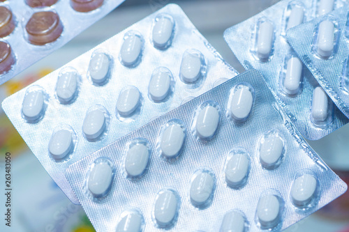 Blisters with pills. Packin...