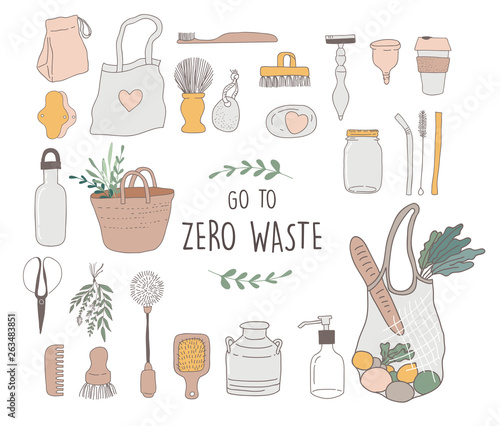 Zero Waste, environmental, go green concept design. Vector illustration