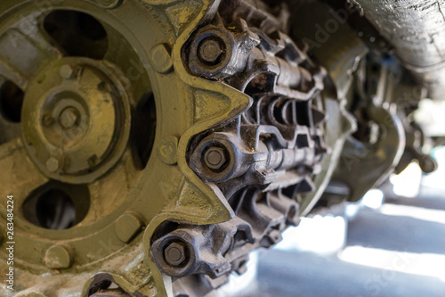 Closeup of Army Tank Crawler Wheel mechanism