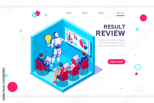 Flat cyborg idea, interactive engineer image. Partnership contact. Human interaction. Banner between white background, between empty space. 3d images isometric vector illustrations. Interacting people
