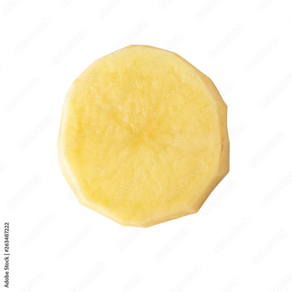 Raw Potato sliced isolated on white background