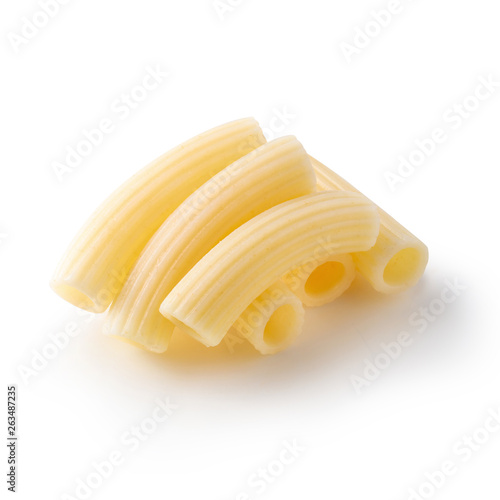 Traditional italian pasta Boil until cooked isolated over white background.
