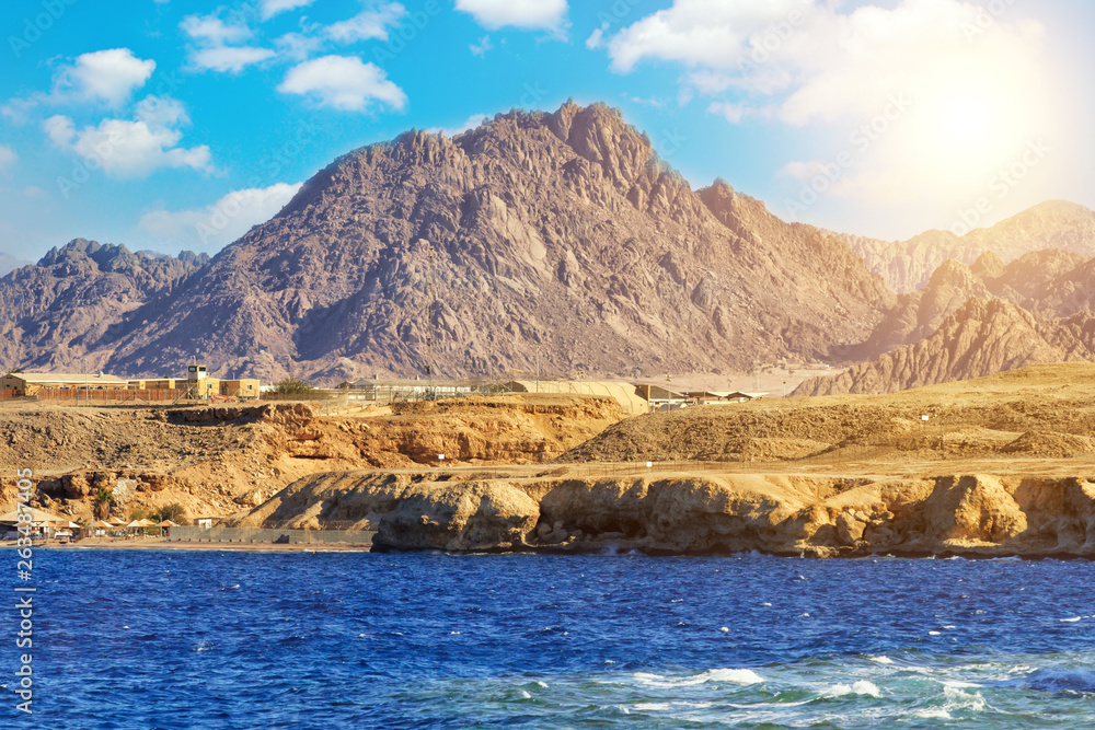 Coastline landscape of Red Sea in Sinai mountians