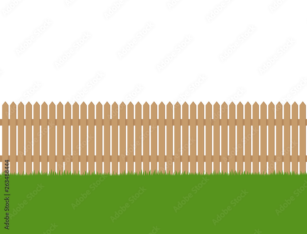 Seamless of wooden fence and green grass isolated on white background Seamless of wooden fence and green grass isolated on white background