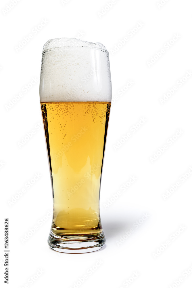 Pint glass beer foam hat isolated with clipping path