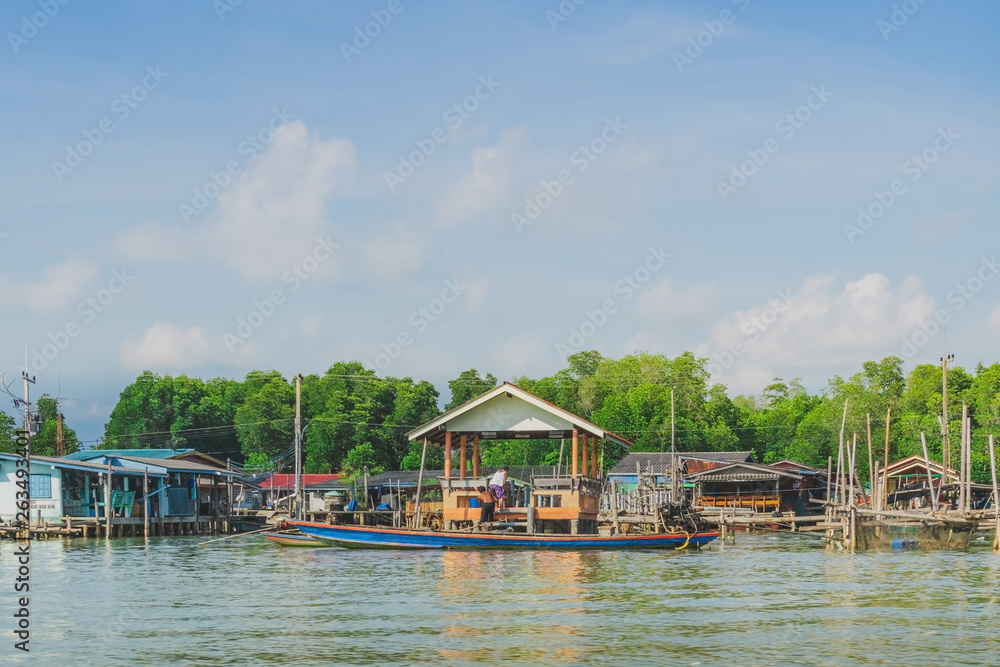 Unseen in Thailand. Scenery of Fishing village (The No-Land Village) at Bang Chan, Khlung, Chanthaburi, Thailand.